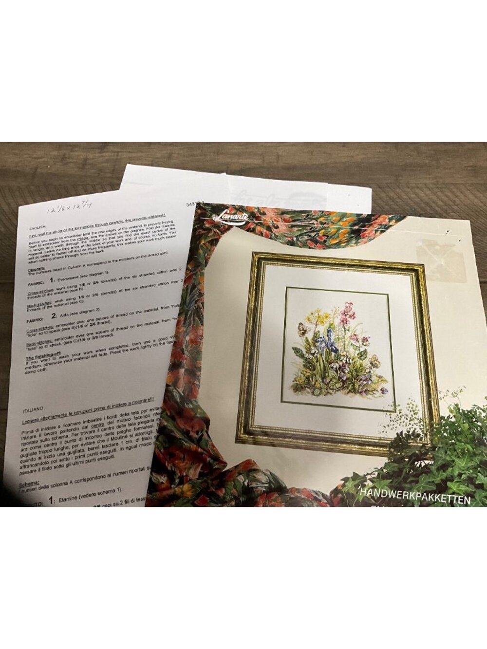 Lanarte 34318-1 Flowers Blue Wildflowers Butterflies Embroidery Chart